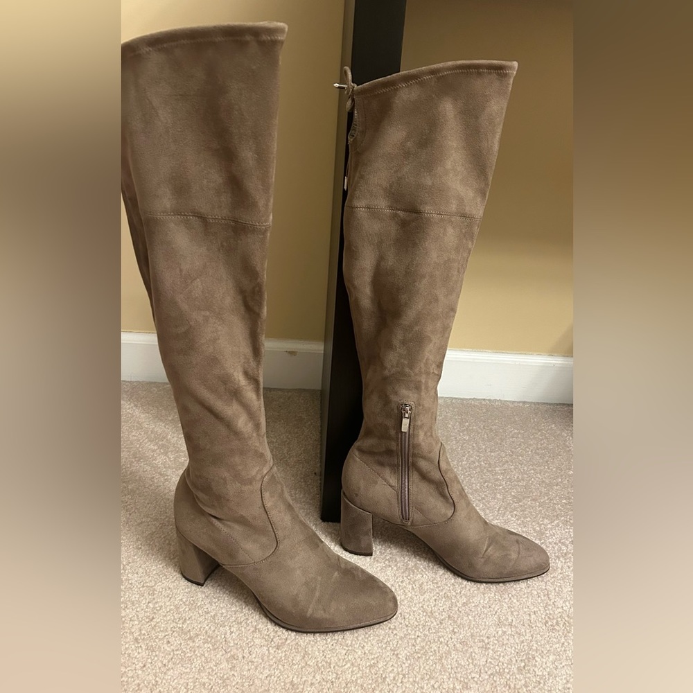 Over the knee suede boots . Size 8.5 In a taupe .